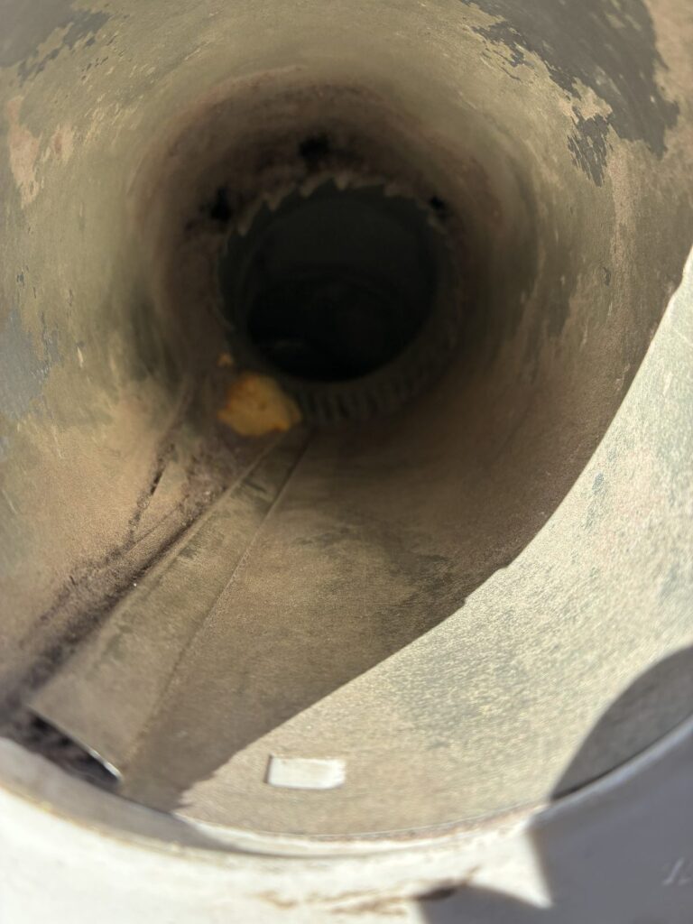 Interior of a metal HVAC trunk line on a residential job